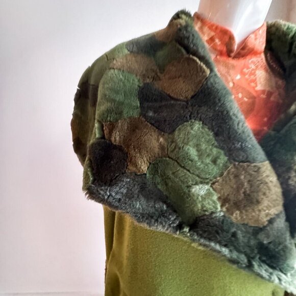 Lace by Nelly Anne Green Wool Faux Fur Fitted Waist A line Coat XXL - Picture 3 of 12